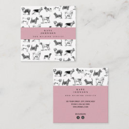  Honden Dog Walker Grooming Vierkante Visitekaartje