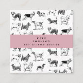 Honden Dog Walker Grooming Vierkante Visitekaartje (Voorkant)