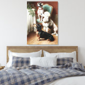 Honden - Een Kerstbehandeling, kunstwerk van Carl  Canvas Afdruk (Insitu (Slaapkamer))