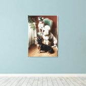 Honden - Een Kerstbehandeling, kunstwerk van Carl  Canvas Afdruk (Insitu (Houten vloer))