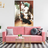 Honden - Een Kerstbehandeling, kunstwerk van Carl  Canvas Afdruk (Insitu (Woonkamer))