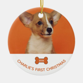 Honden Eerste Kerstdag Foto Aandenken 2026 Keramisch Ornament