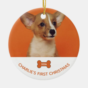 Honden Eerste Kerstdag Foto Aandenken 2026 Keramisch Ornament