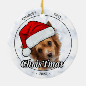 Honden Eerste Kerstmis Gepersonaliseerde Hond Foto Keramisch Ornament (Achterkant)