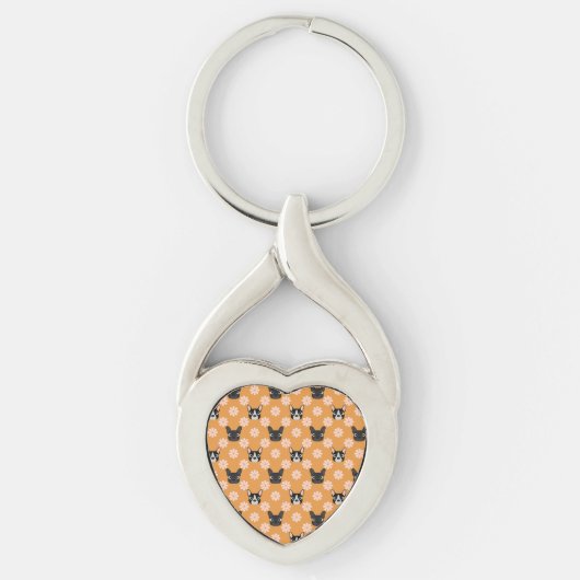 Honden en bloemen Gold Sleutelhanger (Voorkant)