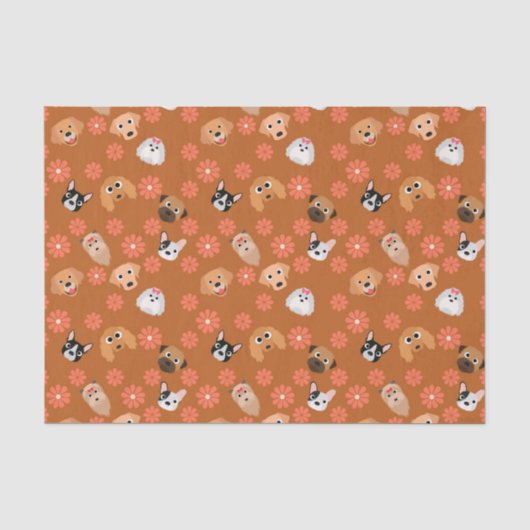 Honden en bloemen Rust Tissuepapier (Voorkant)
