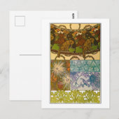 Honden en bloemen van Art Nouveau Style, Mucha Briefkaart (Voorkant / Achterkant)