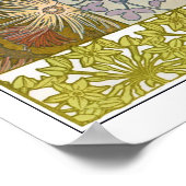 Honden en bloemen van Art Nouveau Style, Mucha Poster (Hoek)