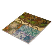 Honden en bloemen van Art Nouveau Style, Mucha Tegeltje (Zijkant)