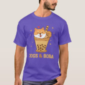 Honden en Boba Hond Papa Hond Mama Dogfather Shiba T-shirt (Voorkant)