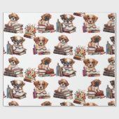 Honden en boekovers cadeaupapier (Vlak)
