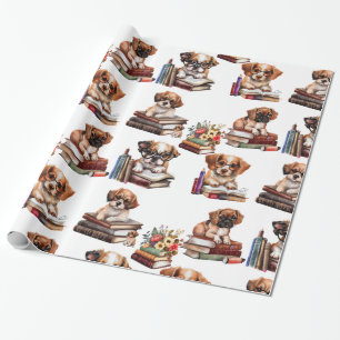 Honden en boekovers cadeaupapier