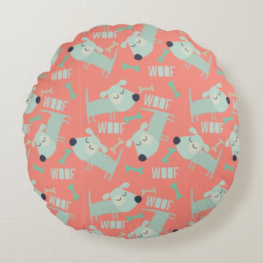 Honden en Botten Rond Kussen (Voorkant)