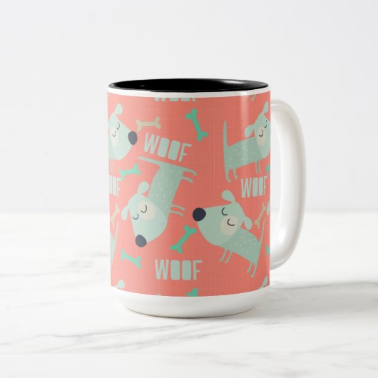 Honden en Botten Tweekleurige Koffiemok (Voorkant rechts)