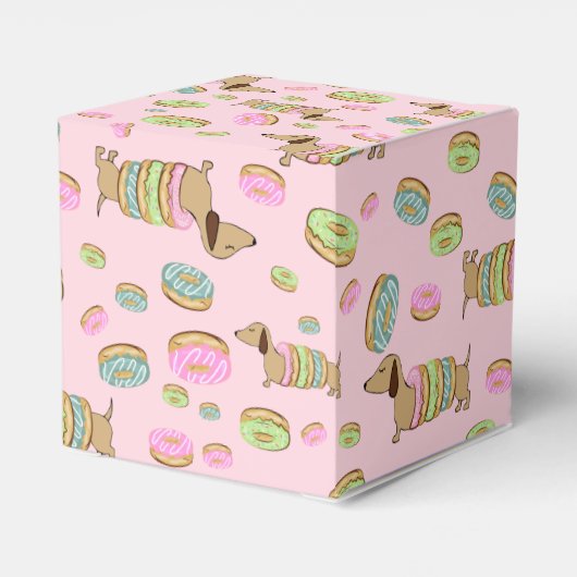 Honden en Donuts Verjaardag Favoriet Dozen Dachshu Bedankdoosjes (Achterkant)
