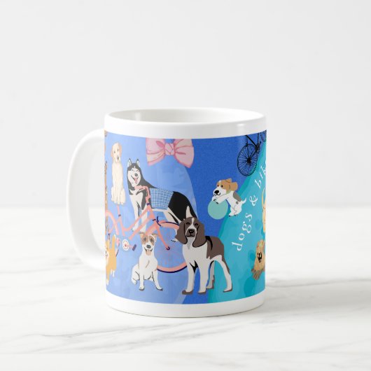 Honden en fietsen Speelse Puppies Fietsen Koffiemok (Voorkant links)