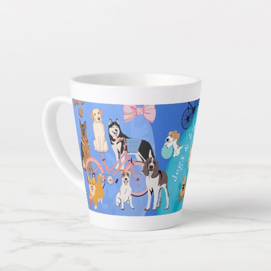 Honden en fietsen Speelse Puppies Fietsen Latte Mok (Linkerhoek)