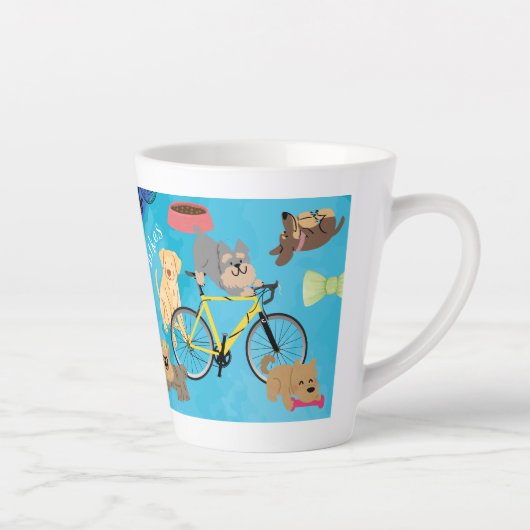 Honden en fietsen Speelse Puppies Fietsen Latte Mok (Rechts)