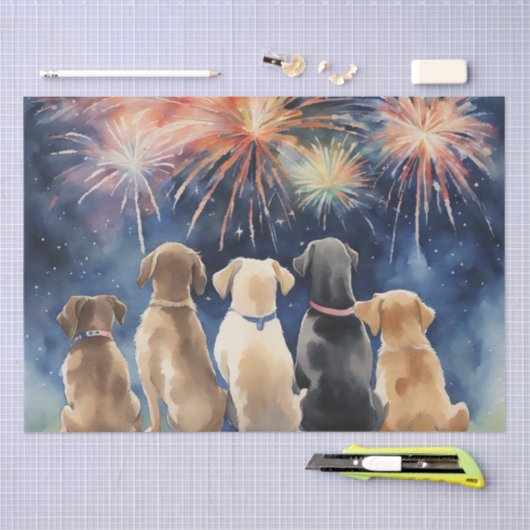 Honden en Fireworks Decoupage Paper Tissuepapier (Craft)