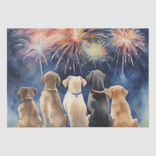 Honden en Fireworks Decoupage Paper Tissuepapier (Voorkant)