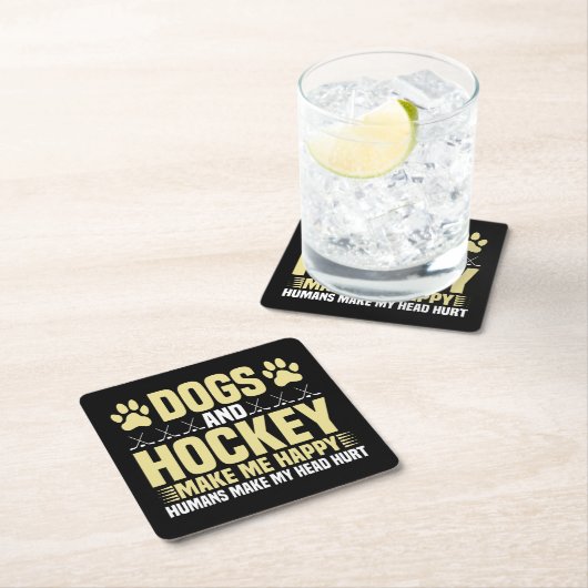 Honden en Hockey maken me gelukkig Kartonnen Onderzetters (Insitu)