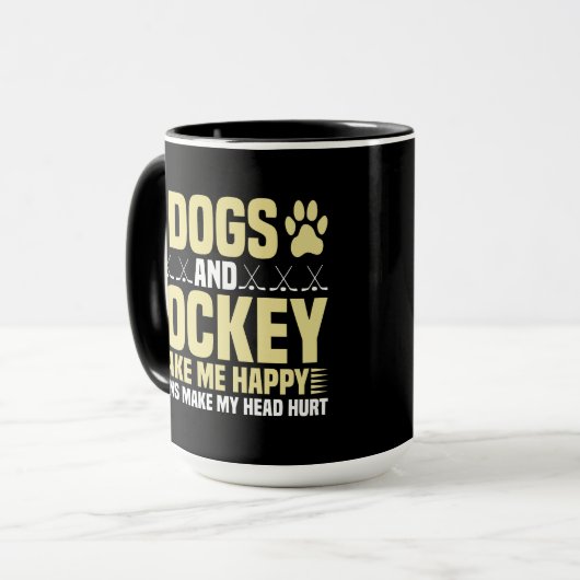 Honden en Hockey maken me gelukkig Mok (Voorkant links)