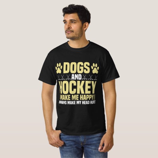 Honden en Hockey maken me gelukkig T-shirt (Voorkant volledig)