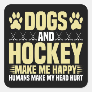 Honden en Hockey maken me gelukkig Vierkante Sticker