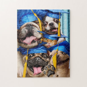 Honden en katten afgestudeerd in fotohokje legpuzzel