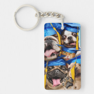 Honden en katten afgestudeerd in fotohokje sleutelhanger