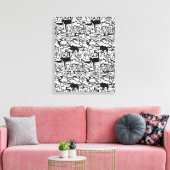 Honden en Katten Cartoon" Canvas Art Afdruk (Insitu (Woonkamer))