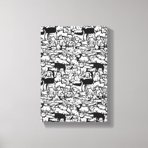 Honden en Katten Cartoon" Canvas Art Afdruk