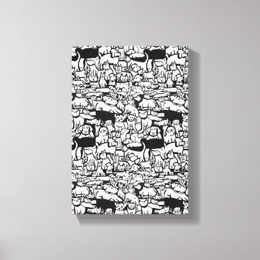 Honden en Katten Cartoon" Canvas Art Afdruk (Voorkant)