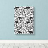 Honden en Katten Cartoon" Canvas Art Afdruk (Insitu (Houten vloer))