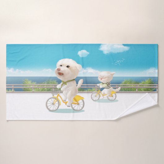 Honden en katten Fietsen bij het Zee Badhanddoek (Badhanddoek)