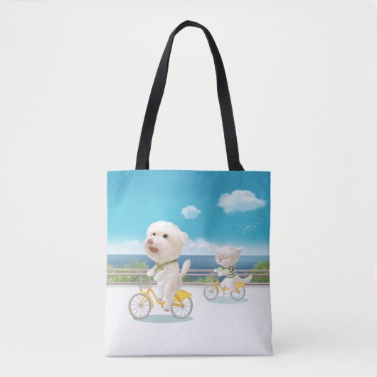 Honden en katten Fietsen bij het Zee Tote Bag (Voorkant)