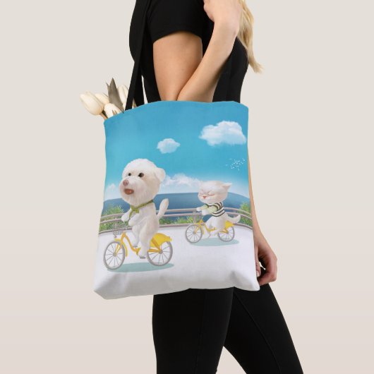 Honden en katten Fietsen bij het Zee Tote Bag (Dichtbij)
