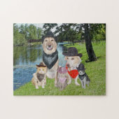 Honden en katten in cowboy-Petten Legpuzzel (Horizontaal)