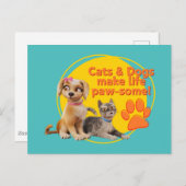 Honden en katten maken het leven pootjes! briefkaart (Voorkant / Achterkant)