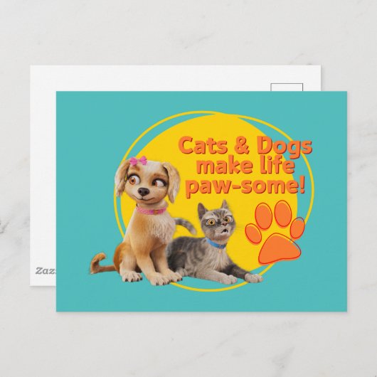 Honden en katten maken het leven pootjes! briefkaart (Voorkant / Achterkant)