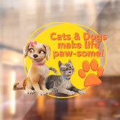 Honden en katten maken het leven pootjes! raamsticker (Vel 2)
