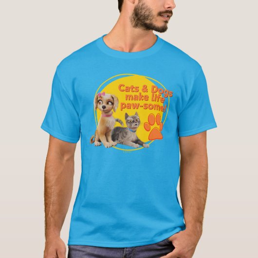 Honden en katten maken het leven pootjes! t-shirt (Voorkant)
