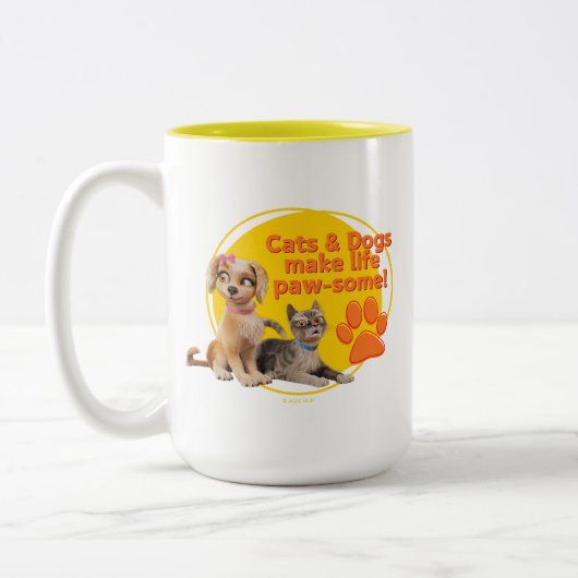 Honden en katten maken het leven pootjes! tweekleurige koffiemok (Links)