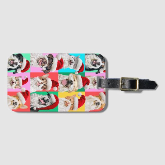 Honden en katten met kerstbaard bagagelabel (Voorkant (horizontaal))