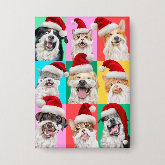 Honden en katten met kerstbaard button (Voorkant)
