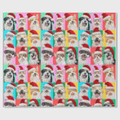 Honden en katten met kerstbaard cadeaupapier (Vlak)