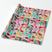 Honden en katten met kerstbaard cadeaupapier (Uitgerold)