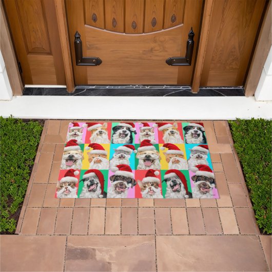 Honden en katten met kerstbaard deurmat (Buiten)
