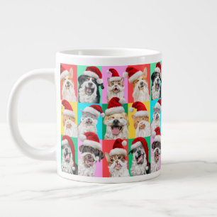Honden en katten met kerstbaard grote koffiekop