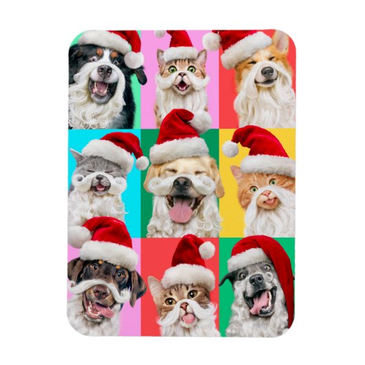 Honden en katten met kerstbaard magneet (Verticaal)